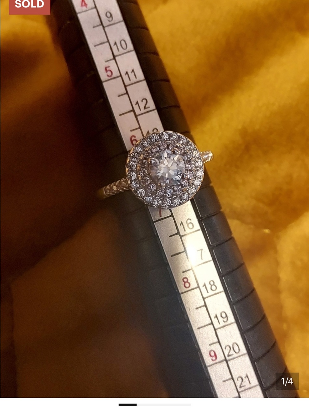 GRA Certified Classic Halo Moissanite Solitaire Ring in Silver